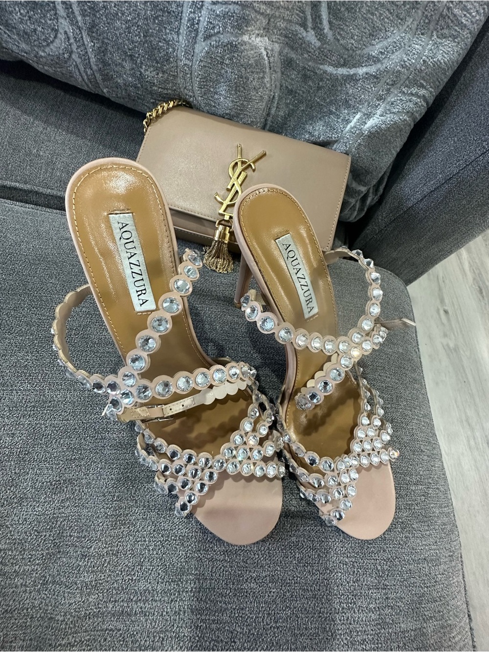 Aquazzura Tequila Crystal Embellished Sandal Heels
